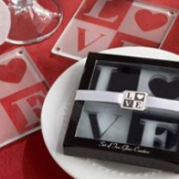 “LOVE” Frosted-Glass Coasters