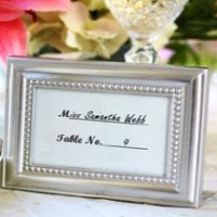Silver Beaded Place Card Holder